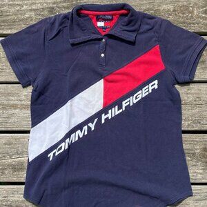 Vintage Tommy Hilfiger Short Sleeve Polo Shirt Women’s Medium Multi Color Logo